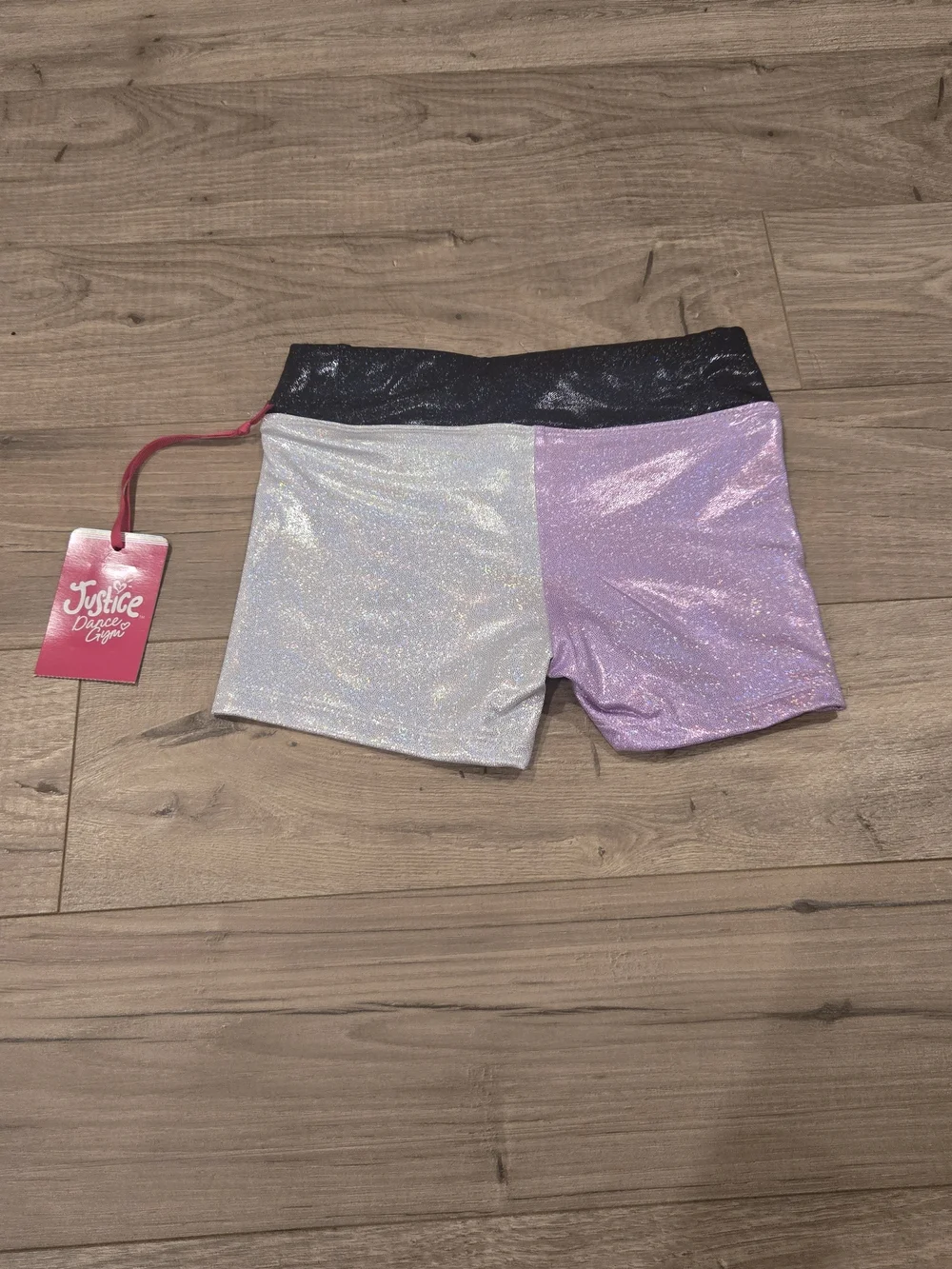 NWT Justice Girls Metallic Cinch Waistband Shorts multi size avail S, M, LG, XL